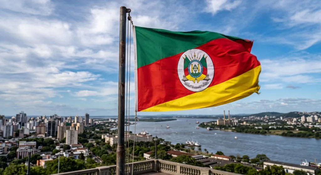 Bandeira do Rio Grande do Sul balançando ao vento